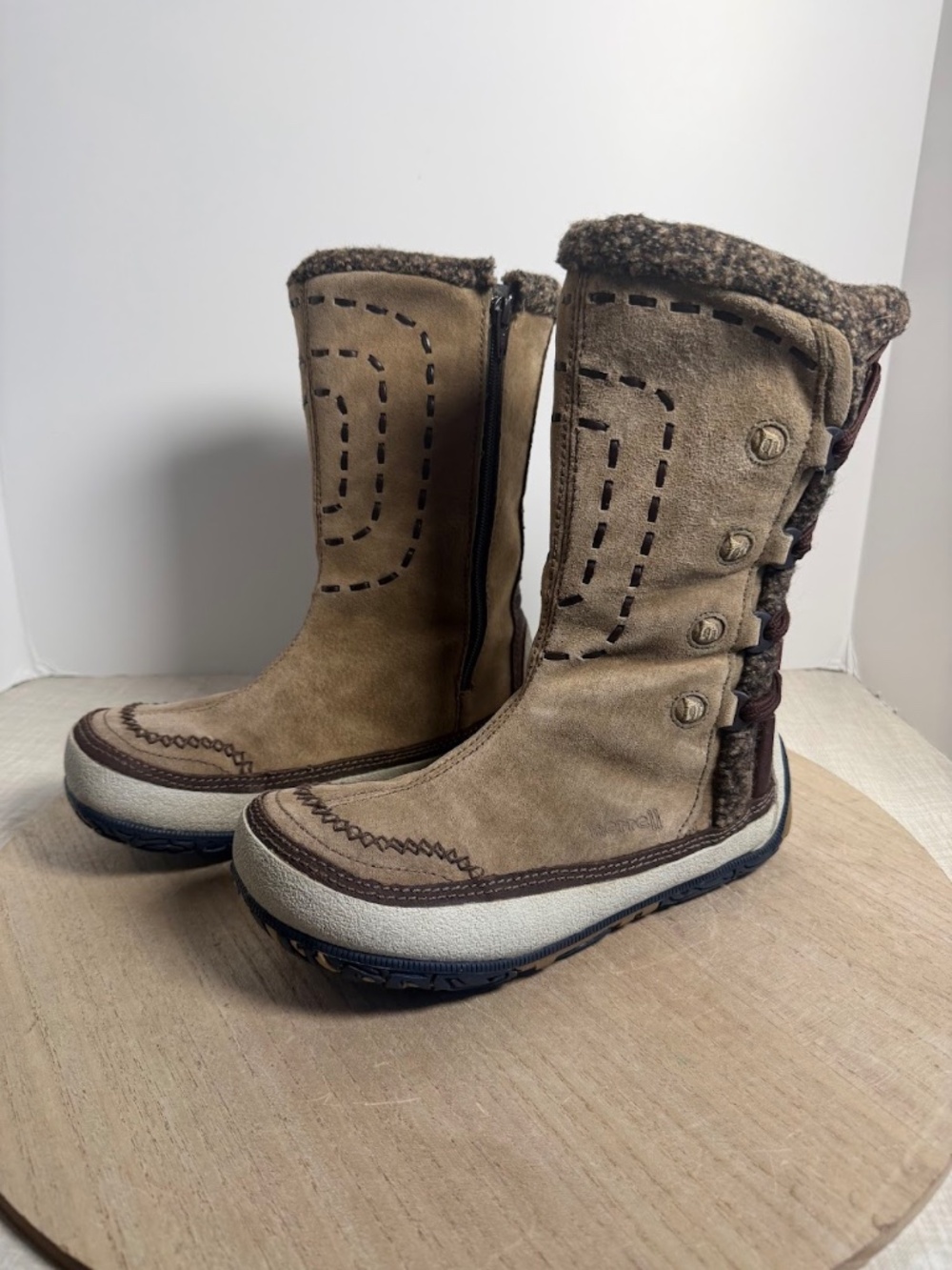Merrell Decora Brown Suede Winter Boots Side Zip Women’s 9 - Picture 4 of 11